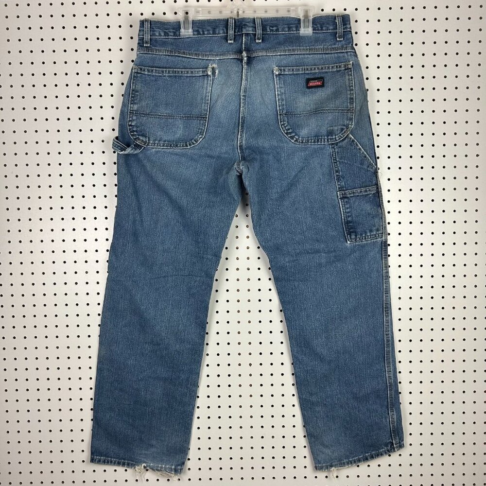 Dickies Carpenter Work Wear Blue Jeans 36x32 Distressed Worn Y2K Skate Grunge